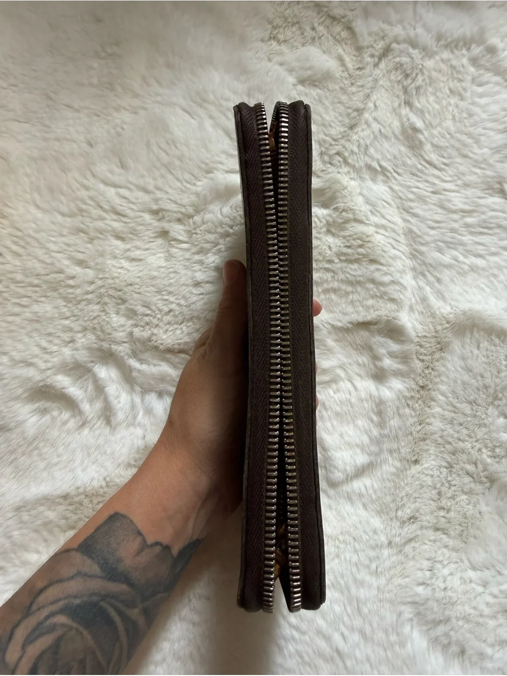 Louis Vuitton Monogram Zip Around Wallet in Brown and Gold